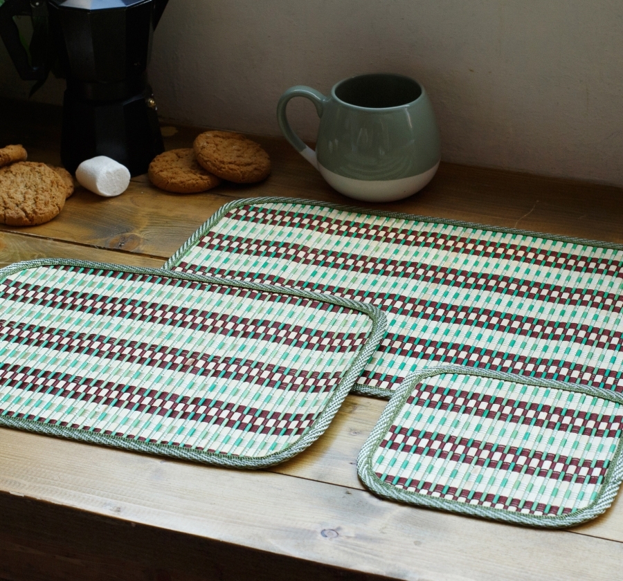 Комплект салфеток из бамбука (3 размера) зеленый Комплект салфеток из бамбука (3 размера) зеленый